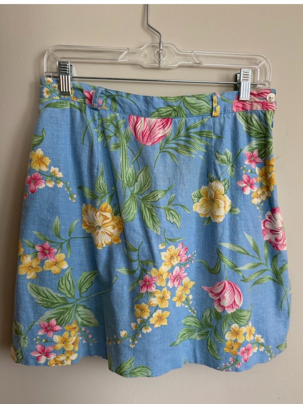 Vintage Floral Linen-Blend Skirt